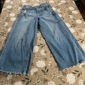 Uniqlo Blue Raw Hem Jeans 26 Straight Leg Distressed Y2K Preppy Bohemian